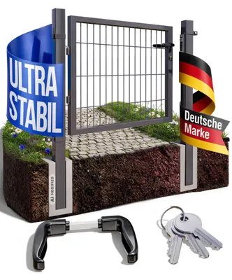 Produktbild von Gartentor Gartentür Zauntür Zauntor Gartenpforte Quadratrohr Anthrazit Grün mit Schloss V2Aox, Farbe / Türhöhe:Anthrazit / 80 cm
