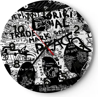 Produktbild von Wanduhr - Rund - Glasuhr - Elefant symbol abstraktion tier - 40x40cm - Schleichendes Uhrwerk - Lautlos - zum Aufhängen bereit - Dekoration Modern - Wanddekoration aus Glas - C4AR40x40-2795