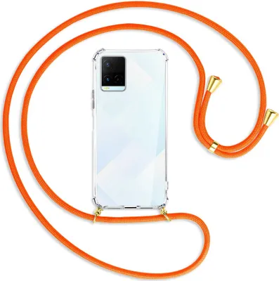 Produktbild von Handykette Backcover-Schutzhülle mit Band (Metall goldfarben) für vivo Y21s (6.51''), Y33s - neonorange