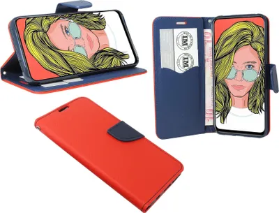 Zdjęcie produktu dla cofi1453® Etui Book "Fancy" kompatybilne z HUAWEI P SMART Z pokrowiec na telefon etui ochronne z funkcją podstawki, miejsce na kartę czerwono-niebieski