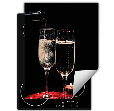 Produktbild von DarHaus Herdabdeckplatte Einteilig Küche Abdeckplatte für Glaskeramikfeld Abdeckung Induktionskochfeld Aufrollbare Matte 40x52 cm, schwarz - rot - Wein