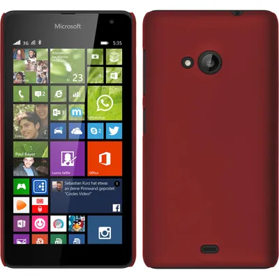 Produktbild von PhoneNatic Case kompatibel mit Microsoft Lumia 535 - Hülle rot gummiert Hard-case + 2 Schutzfolien