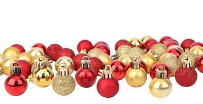 Mini-Weihnachtskugeln 64er Set, 32 rot & 32 gold, 2,5 cm
