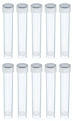 10 ml Kunststoff-Reagenzgläser, 10 Stück, transparent, mit Schraubverschluss