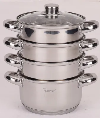 Produktbild von Dampfgarer Rossner 5L 24 cm 3-stufig Edelstahl mit Glasdeckel