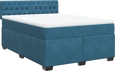 Obrázok produktu pre vidaXL Boxspring posteľ s matracom Dark Blue 140x190 cm Velvet