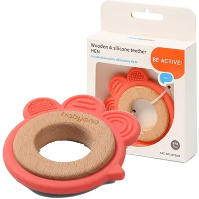 Produktbild von Beißring Baby Kinderbeißring Silikon Holz HEN BabyOno