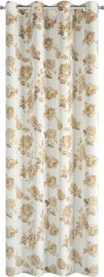 Immagine prodotto di EUROFIRANY | Tenda - 140 x 250 cm - bianco beige - fiori dorati - occhielli - vintage