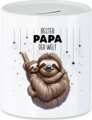 Produktbild von Bester Papa der Welt Faultier Papa Spardose - Geburtstagsgeschenk Vatertag
