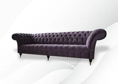 Image de Canapé 4 places, design moderne, revêtement textile, style Chesterfield