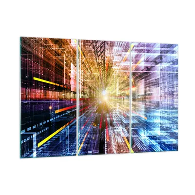 Produktbild von Bilder auf glas - Grafik Computer Raum Geometrie - 105x70cm - Glasbilder - Wandbilder - Kunstdruck - zum Aufhängen bereit - Wanddekoration aus Glas - Glas Bilder - Wandbild auf Glas - GCE105x70-2350