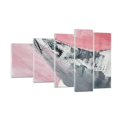 Produktbild von Bilder auf glas - 5 Teile - Rosa Grau Farbe - 100x60cm - Glasbilder - Wandbilder - Bilder - zum Aufhängen bereit - Wanddekoration aus Glas - Glas Bilder - Wandbild auf Glas - GEG100x60-4982