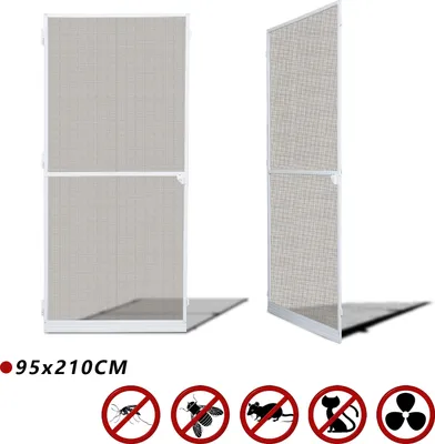 Produktbild von Clanmacy Fliegengitter Tuer,Fliegengitter Gitter insektenschutz Tuer Wasserdicht Alu-Rahmen Fliegengitter fiberglas Fuer Wohnzimmer Fenster Balkone 95x210CM
