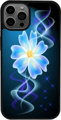 Produktbild von TPU Silikon Hülle für iPhone 15 PRO MAX Handy Cover Case Schutzhülle Handyhülle Bumper MOTIV 324 Blumen Blau