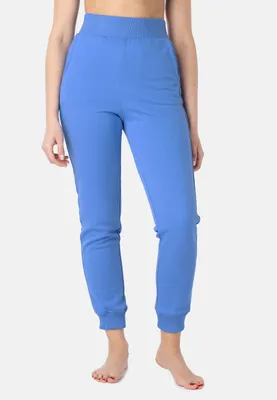 Produktbild von Bellivalini Sporthose Damen aus Baumwolle Jogginghose lang hohe Taille mit Taschen BLV50-209 (Blau, S)