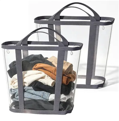 Produktbild von Aufbewahrungskorb Set, faltbar, 2 Stück, 35 x 22 x 37 cm, mit Aufhängeschlaufen für Bad und Kinderzimmer