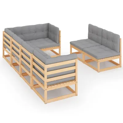 Produktbild von vidaXL 7-tlg. Garten-Lounge-Set mit Kissen Massivholz Kiefer