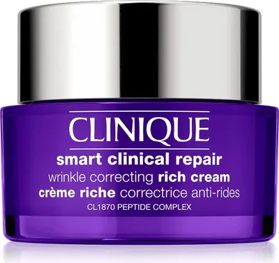 Produktbild von Clinique Smart Clinical Repair Rich, Frauen, 50 ml, Creme, trockene Haut, normale Haut, Empflindliche Haut, Sehr trockene Haut, Feuchtigkeitsspendend, Anti-Falten, Verstärkung, Nährend, Reparatur, Aufpolsterung, Topf