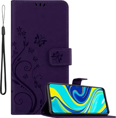 Obrázek produktu pro Cadorabo kryt pro Xiaomi RedMi NOTE 9 PRO / NOTE 9S v barvě FLORAL DARK PURPLE ochranný kryt v květinovém designu s magnetickým zavíráním, funkcí stojánku a sloty na karty flipové pouzdro květinový kryt pouzdro na mobilní telefon s klopou pouzdro typu kniha
