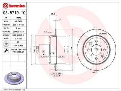 Produktbild von BREMBO Bremsscheiben (2 Stück) Hinterachse 08.5719.10