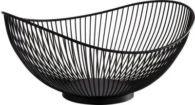 Image de Panier métallique Ibenzoa® pour fruits, légumes et pain – noir, structure en treillis, 29,5 x 25,5 x 13,5 cm, 590 g