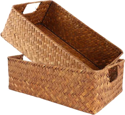 Zdjęcie produktu dla Kosz do przechowywania 2 sztuk, 34 x 23 x 11 cm, kwadratowy, trawa morska, do sypialni