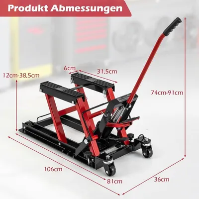 Productafbeelding van Motorhef voor motoren tot 680 kg, hydraulisch, met 3 hoogtestanden, rood