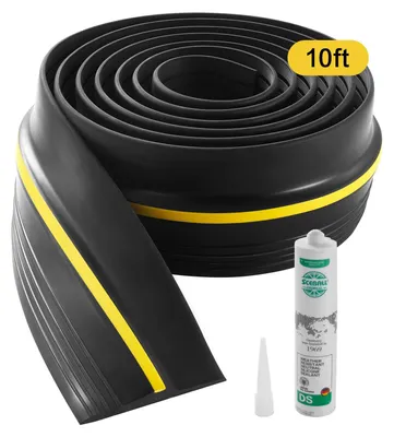 Produktbild von VEVOR Garagentor Schwellenabdichtungsstreifen, 20 FT Universeller Garagentor Bodenabdichtungsstreifen mit Kleber, Wetterfester Streifen für die Unterseite des Garagentors, Verbesserter dicker PVC DIY Wetterdichtungsersatz, Schwarz, 10 ft-a, Bodenaufkleber-b