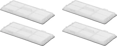 Four white HEPA filters are arranged in a two-by-two grid against a white background.
