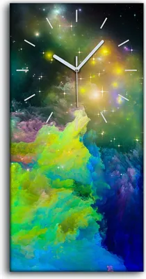 Produktbild von Wandbild Leinwand Bilder mit Uhr 30x60 Kunst groß Virtuelle bemalte Welt - weiße Hände