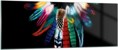 Produktbild von Bilder auf glas - Vogel Feder Farbe Komposition - 140x50cm - Glasbilder - Wandbilder - Kunstdruck - zum Aufhängen bereit - Wanddekoration aus Glas - Glas Bilder - Wandbild auf Glas - GAB140x50-2932