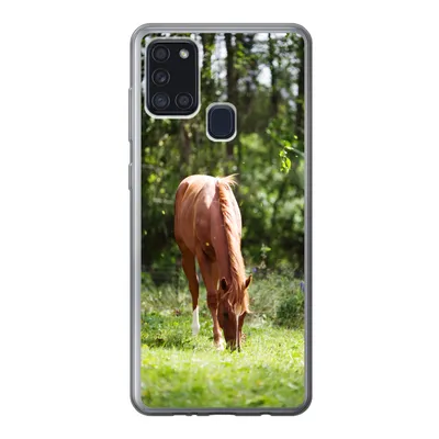 Produktbild von MuchoWow® Handyhülle Schutzhülle Hülle für Samsung Galaxy A21s Pferd - Blumen - Licht Silikon Softcase Handy Hülle - Hartschale