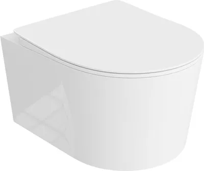 Immagine prodotto di LAVITA WC sospeso Loso | WC sospeso | coperchio della toilette con chiusura ammortizzata e cerniere in metallo | WC sospeso senza bordo | vaso per la toilette | 360x450x350 cm | bianco lucido
