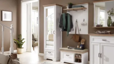 Produktbild von Garderobenschrank Jasmin Flurmöbel Pinie hell und Artisan Eiche 65x204