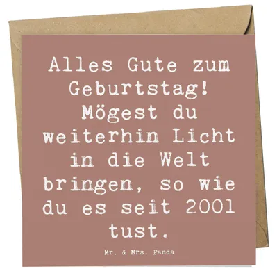 Produktbild von Mr. & Mrs. Panda Klappkarte Spruch 2001 Geburtstag Licht - Braun Pastell - Geschenk, Anerkennung schenken, faltkarte, Glückwunschkarte, doppelkarte, Grußkarte, Alter
