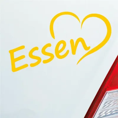 Produktbild von Auto Aufkleber Essen Herz Stadt City Liebe Love Heimat 15,5cm 15,5x9 cm Gelb Sticker Heckscheibenaufkleber