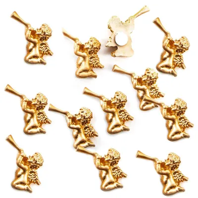 Produktbild von 12 Mini Engel zum Streuen - 2,5 cm goldfarben aus Kunststein