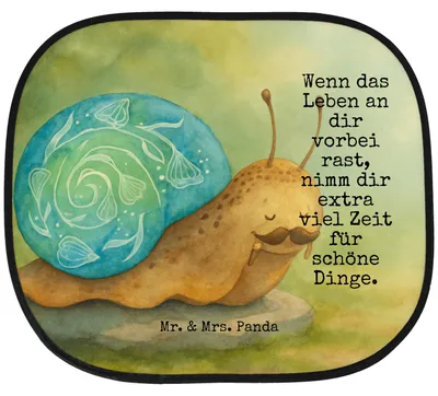 Produktbild von Mr. & Mrs. Panda Sonnenschutz Auto Schnecke Sir Design - Weiß - Geschenk, Seitenscheibe, Schnecken, Zeit nehmen, Autoscheibe, Weisheit, Sonnenblende, Lebenszeit, saugnapf