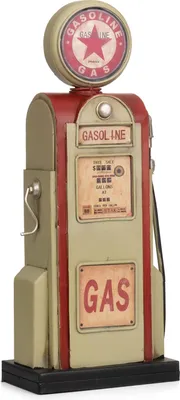 Produktbild von Moritz Blech-Deko Spardose Zapfsäule Gasoline rot weiß Blechdekoration Blechmodell Modellauto Retro Sammlerstück Vintage Deko Nostalgie Antik Style