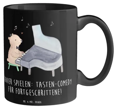 Produktbild von Mr. & Mrs. Panda Dekotasse Klavier Tasten - Schwarz - Geschenk, Klaviermusik, kaffeetasse bedruckt, Lernen, Instrument, Tasteninstrument, Musiker, Tasse, Musik, Kunst