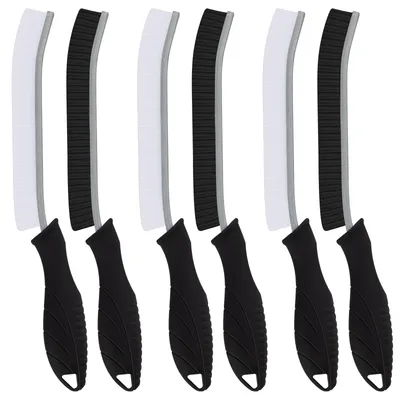 Image de Brosse de nettoyage – brosse pour joints, brosse de toilettes, brosse d'angle à poils durs, accessoire de ménage, salle de bains, cuisine, évier, joints (6, noir)