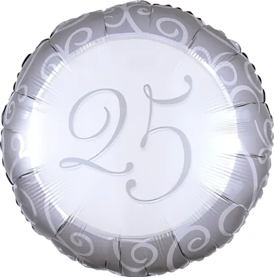 Obrázok produktu pre amscan® 1105675 Fóliový balón strieborný svadobný 25 - Ø 43 cm