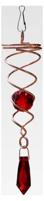 Produktbild von Edelstahl Deko Windspirale - Little Crystal Twister - Kupfer Rot - Abmessung: 3x16cm - Inklusive 2 Glasobjekte mit Facettschliff - beliebig kombinierbar - inkl. Haken und Nylonschnur