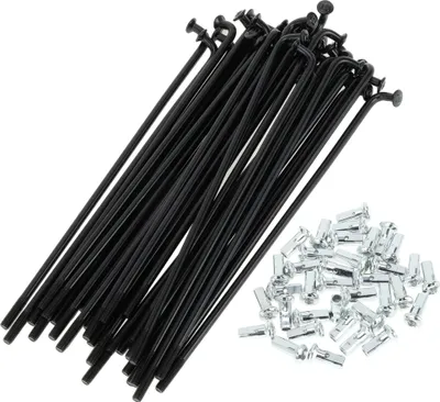 Produktbild von 1 Satz Universal-Fahrradspeichen 12G 112mm Länge Fahrradrad Speichen Nippel Schwarz Kohlenstoffstahl