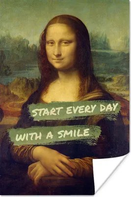 Produktbild von MuchoWow® Poster Mona Lisa - Da Vinci - Zitat 120x180 cm - Kunstposter