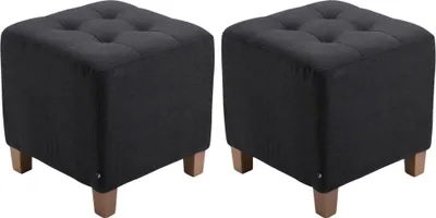 Produktbild von CLP 2er Set Sitzhocker Pharao, antik-hell mit hochwertiger Polsterung | Farbe schwarz