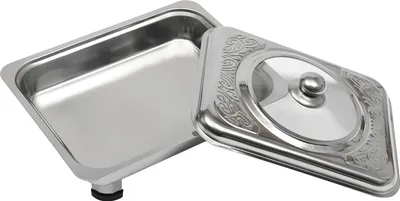Produktbild von Chafing Dish Warmhaltebehälter - Rechteckig - Set Mit 4 - Edelstahl - Glasdeckel - Maße 33,5×27,5×9 cm - Silber