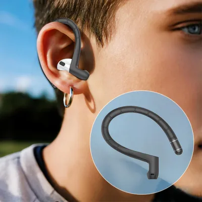 Produktbild von Sport-Ohrhalter für AirPods Pro 2/Pro/3, Silikon-Ohrhaken mit Anti-Rutsch-Design und Lanyard, verlustsicher, 1 Paar, Schwarz