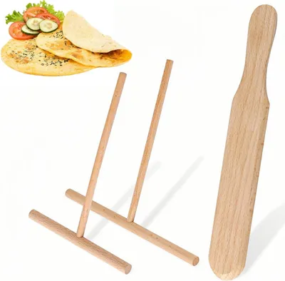 Productafbeelding van Set van 3 Houten Spatels voor Crêpes en Pancakes