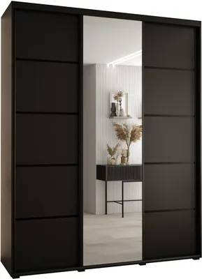Produktbild von MEBLE KRYSPOL Davos 5 Schrank, drei Türen - 235,2x190x45 cm - Schwarz Schwarz Schwarz